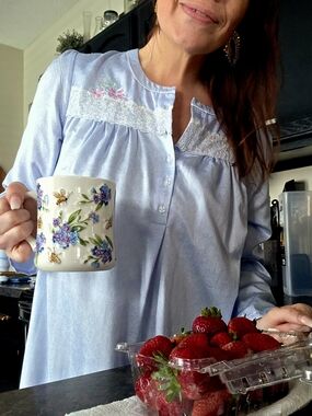 Vintage Womens Nightgown with Lace Yoke